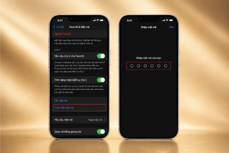 Cài Face ID và mật mã trên iPhone 16e bảo mật an toàn.
