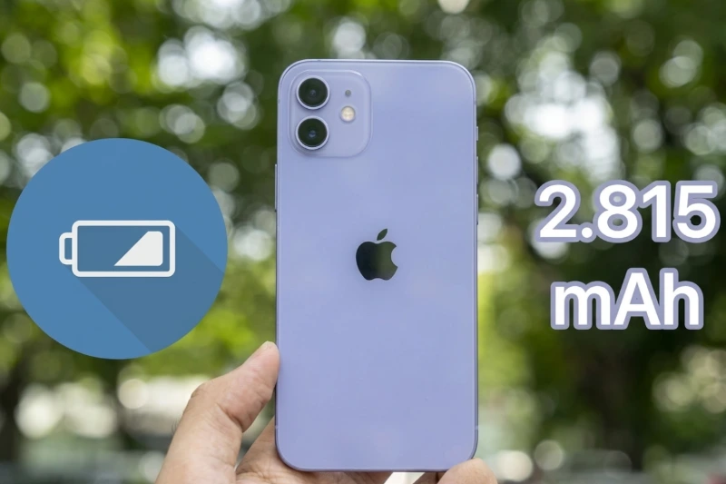 Viên pin 2815 mAh trên iPhone 12 thực tế trụ được 5-6 tiếng on-screen với tác vụ hỗn hợp.