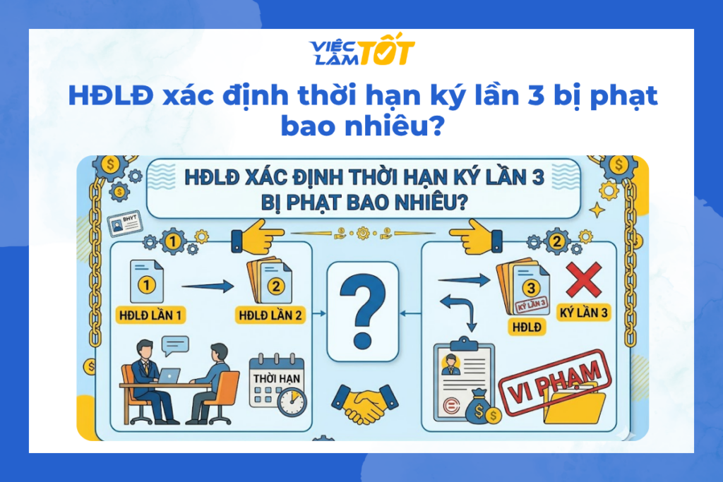 HĐLĐ xác định thời hạn ký lần 3 bị phạt bao nhiêu