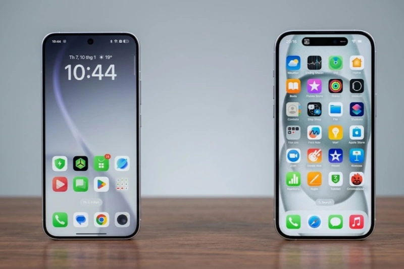 Màn hình của OPPO Reno15 chiếm ưu thế nhờ kích thước lớn 6.7 inch còn iPhone 15 lại chỉ có 6.1 inch