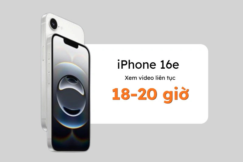 iPhone 16e có thể duy trì hoạt động liên tục trong khoảng 18-20 giờ