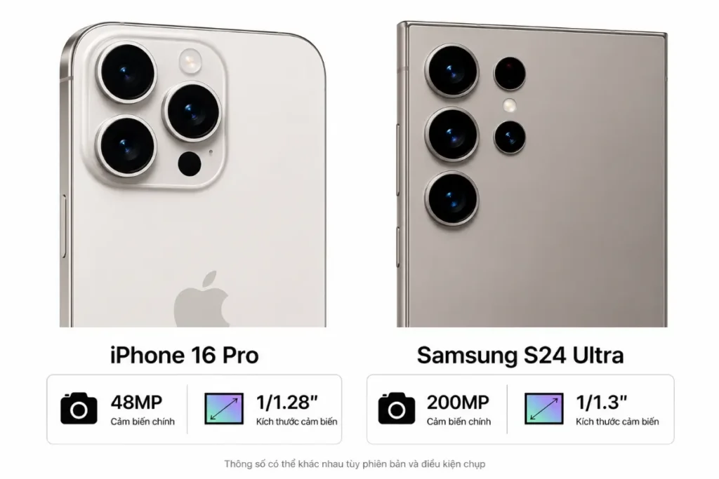 Về camera chính: Samsung S24 Ultra cho chi tiết cực cao trong khi iPhone 16 Pro giữ nguyên bản màu sắc
