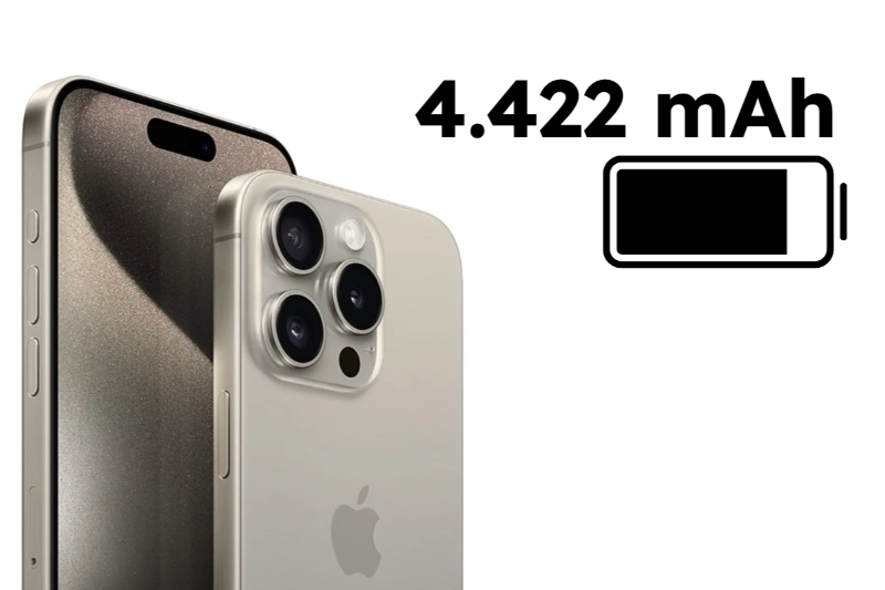 Dung lượng pin iPhone 15 Pro Max là 4.422 mAh