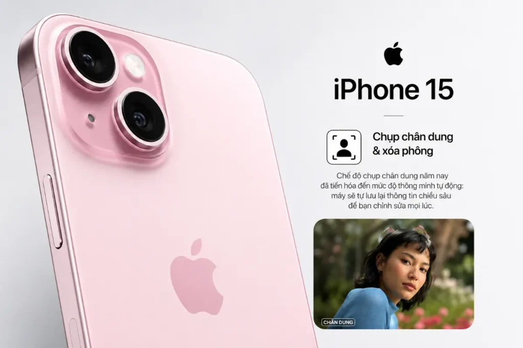 Một tính năng cực kỳ thông minh trên iPhone 15 là Auto Portrait (Chân dung tự động).