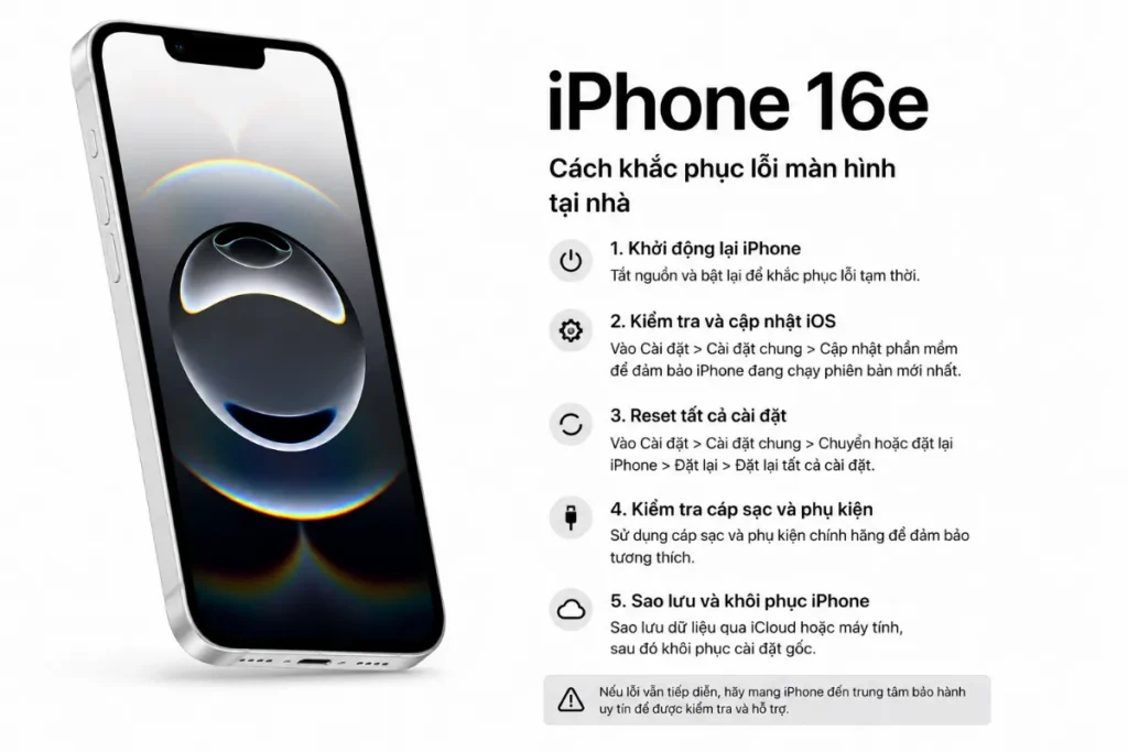 Cách khắc phục lỗi màn hình iPhone 16e tại nhà