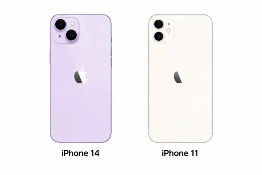 Thông số iPhone 11 và iPhone 14 khác biệt chủ yếu ở công nghệ hiển thị màn hình, sức mạnh xử lý đồ họa của chip và hệ thống camera tối ưu thuật toán mới.