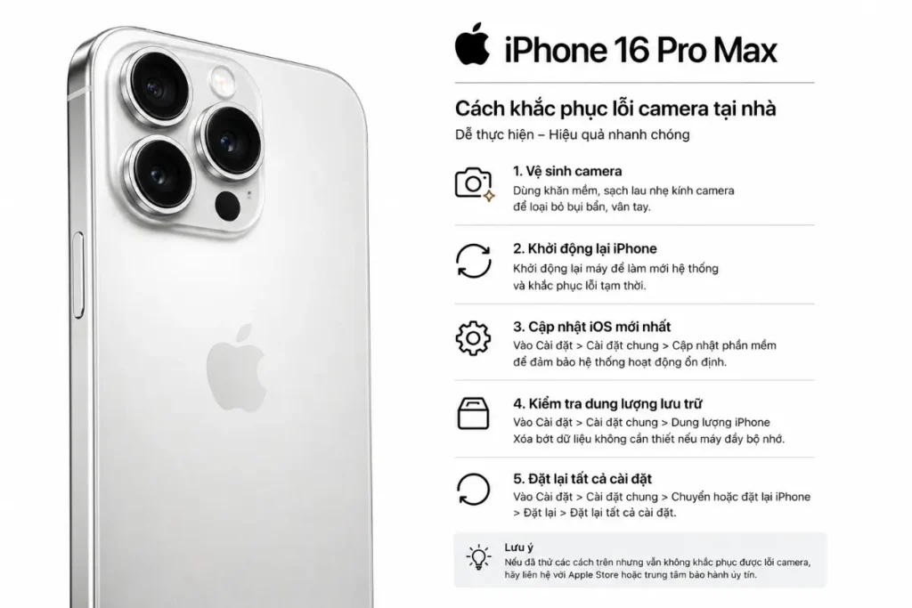 Cách khắc phục lỗi camera iPhone 16 Pro Max tại nhà