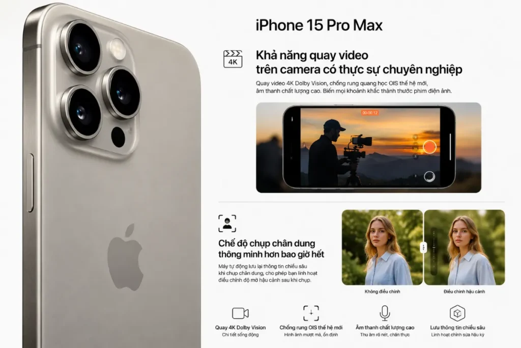 Mọi ống kính trước và sau trên thiết bị đều hỗ trợ quay ở độ phân giải 4K 60fps với dải màu Dolby Vision HDR rực rỡ.
