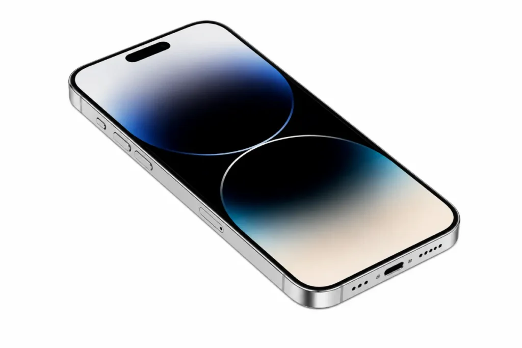 iPhone 14 Pro màu Bạc nổi bật với bộ khung thép không gỉ sáng bóng kết hợp cùng mặt lưng kính nhám sang trọng hơn hẳn viền nhôm của bản tiêu chuẩn.