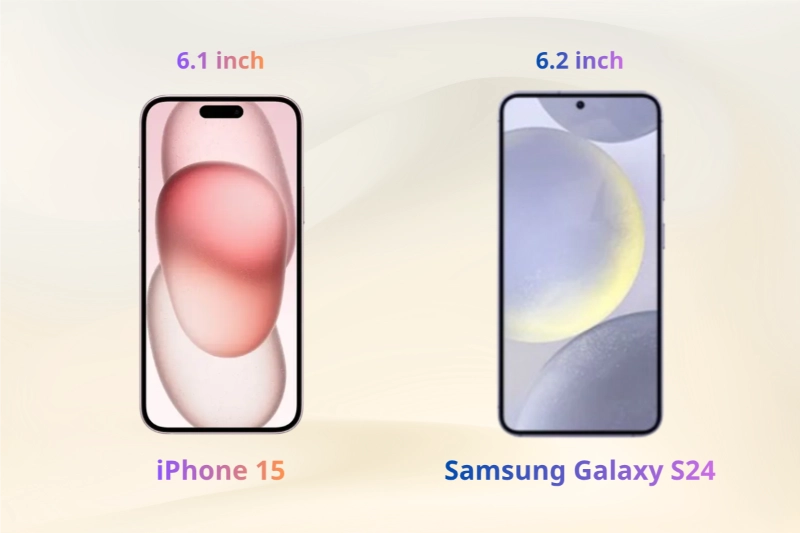 iPhone 15 màn hình 60Hz, Samsung S24 màn hình 120Hz mượt mà.