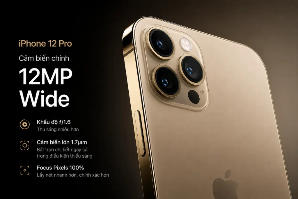 Cảm biến chính 12MP thu sáng tốt hơn