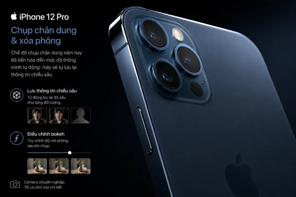 Nhờ sự hỗ trợ đo chiều sâu từ máy quét LiDAR, tính năng chụp chân dung (Portrait Mode) trên iPhone 12 Pro Max cắt lớp nền cực kỳ chính xác. 