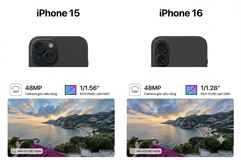 Về camera góc siêu rộng: iPhone 16 vượt trội nhờ khả năng lấy nét tự động
