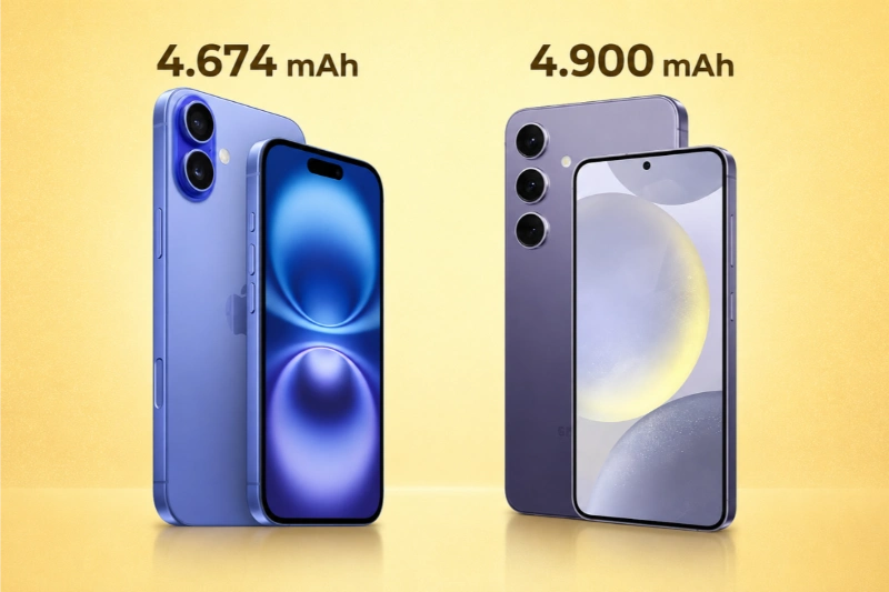 Samsung S24 Plus sở hữu viên 4.900 mAh, lớn hơn so với 4.674 mAh của iPhone 16 Plus.
