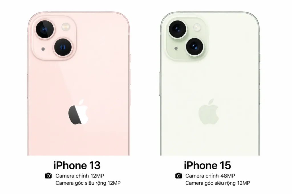 Phone 13 kém hơn iPhone 15 ở độ phân giải cảm biến và chi tiết ảnh