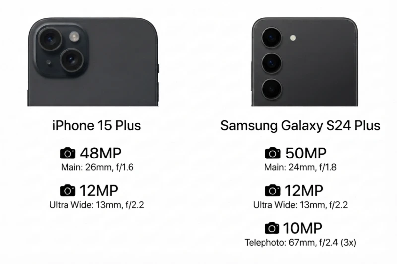 Về camera chính: iPhone 15 Plus và Samsung Galaxy S24 Plus sở hữu triết lý xử lý ảnh khác nhau