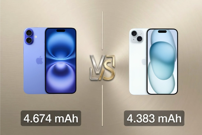 iPhone 16 Plus sở hữu dung lượng pin 4.674 mAh, iPhone 15 Plus dung lượng pin 4.383 mAh