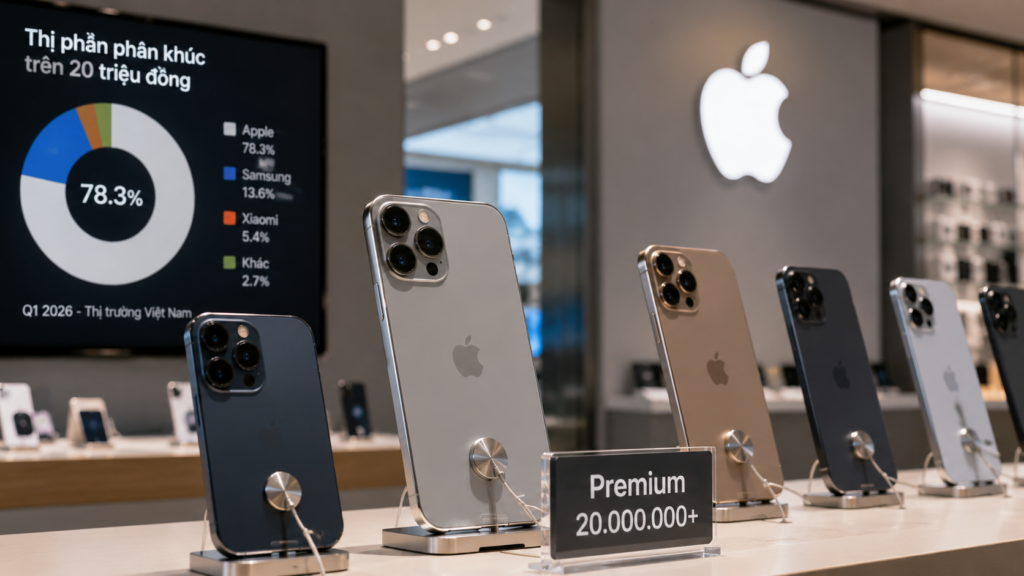 Thị trường điện thoại cao cấp Việt Nam 2026: Apple thống trị phân khúc trên 20 triệu đồng