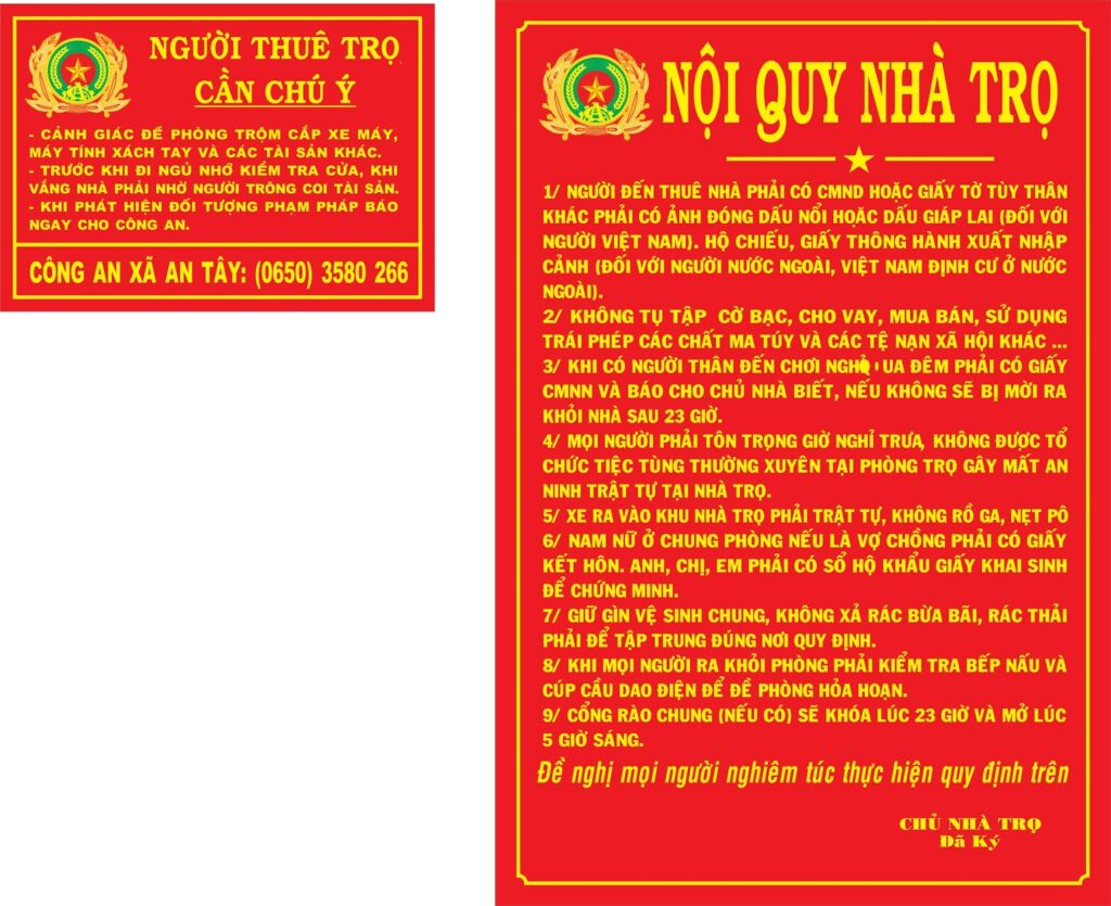 Tìm hiểu về nội quy nhà trọ