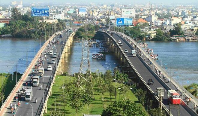 Hình ảnh từ trên cao của cầu Bình Triệu 2