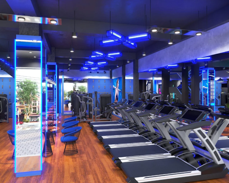 Phòng gym Phú Nhuận có không gian hiện đại, rộng rãi