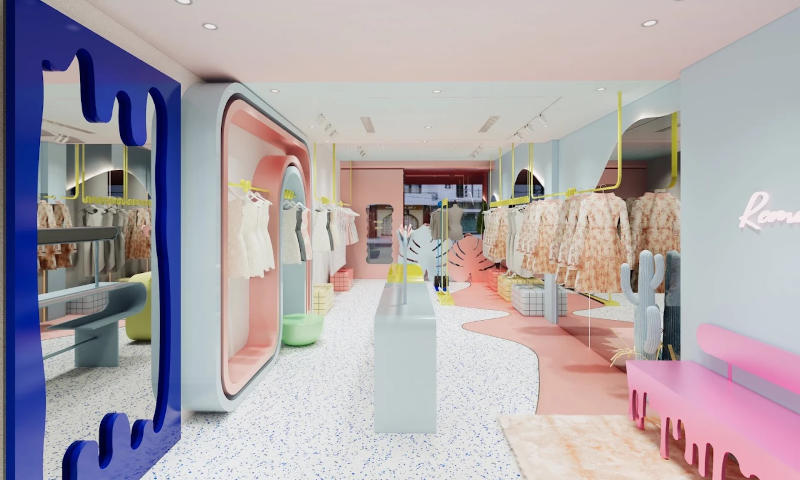 Shop quần áo Quận 3 có không gian tối giản, tươi sáng