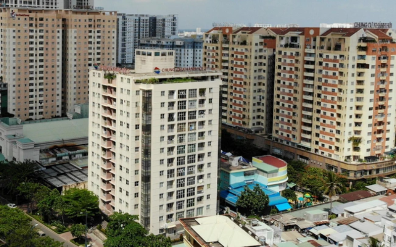 Chung cư Khánh Hội 1 nhìn từ bên ngoài