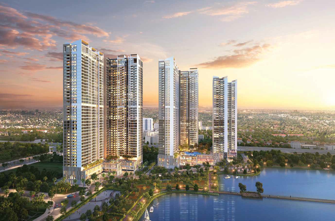 Nội thất sang trọng với tầm view hồ tại Vinhomes Skylake