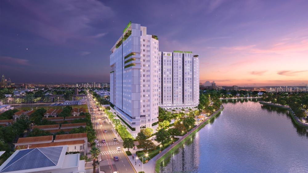 Toàn cảnh dự án căn hộ Marina Tower, Thuận An, Bình Dương