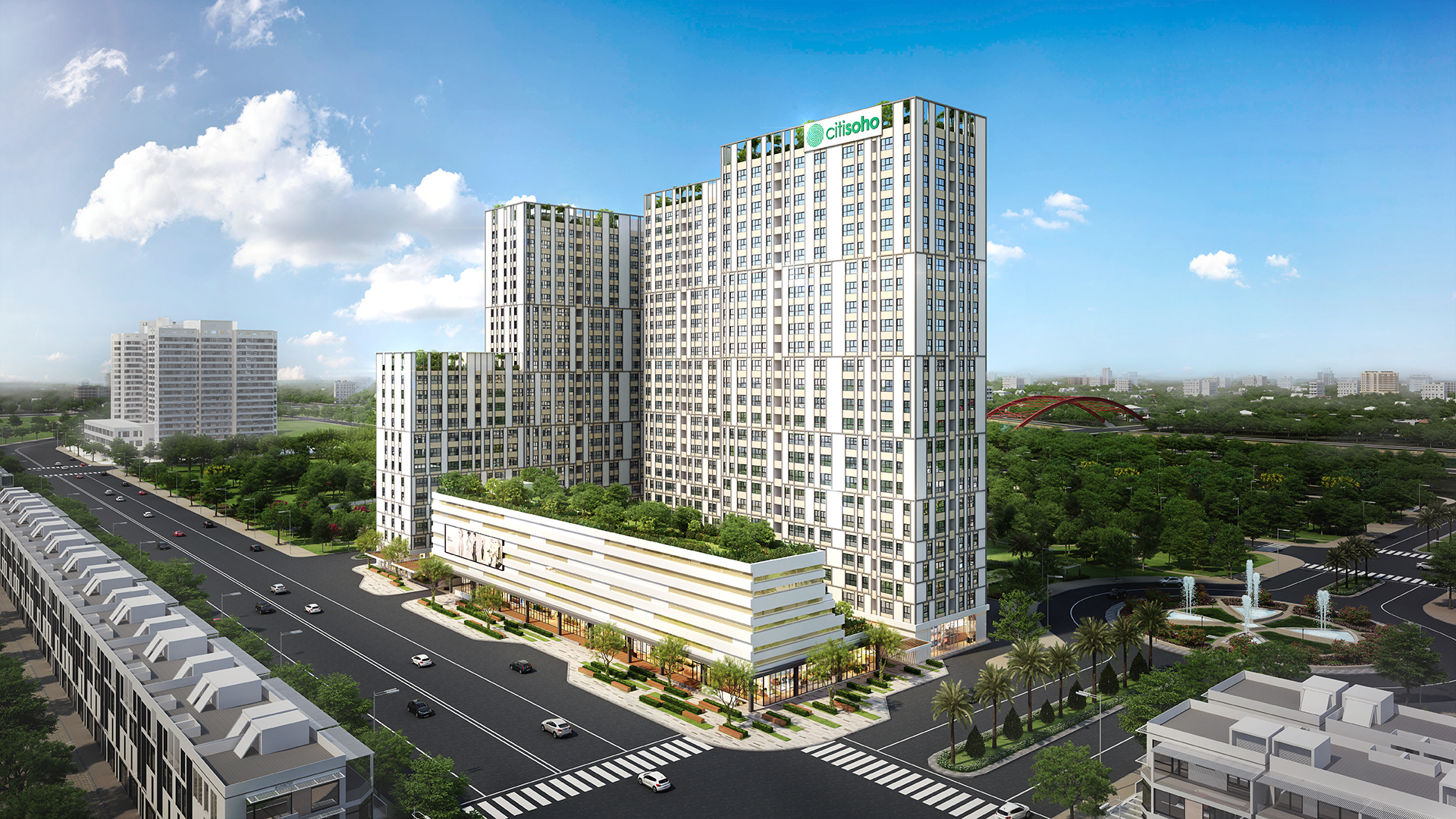Tiện ích hồ bơi và không gian xanh tại Citi Soho