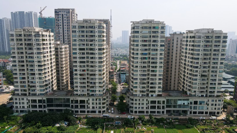 Toàn cảnh khu đô thị VOV Mễ Trì với hồ điều hòa trung tâm