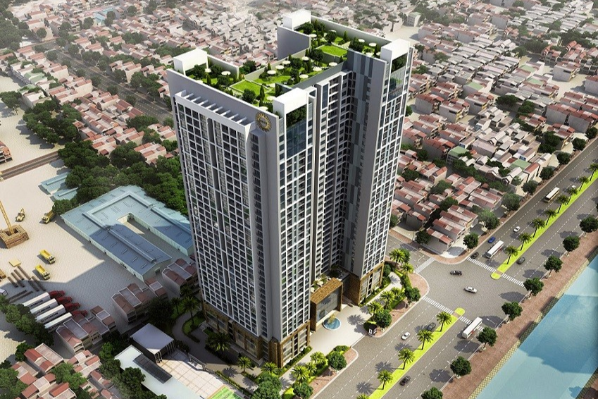 Toàn cảnh chung cư Helios Tower tại 75 Tam Trinh, Hoàng Mai