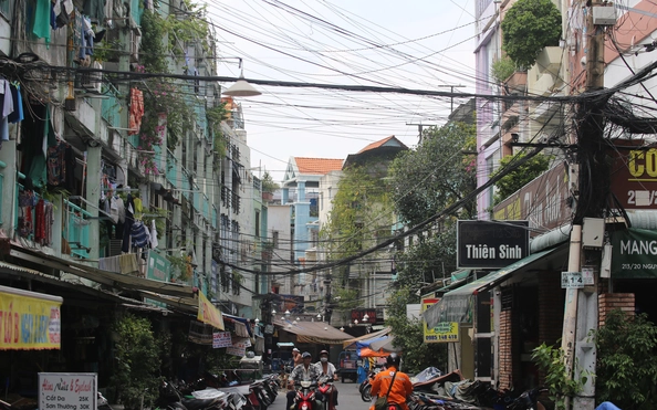 Một góc hành lang tại chung cư Nguyễn Thiện Thuật