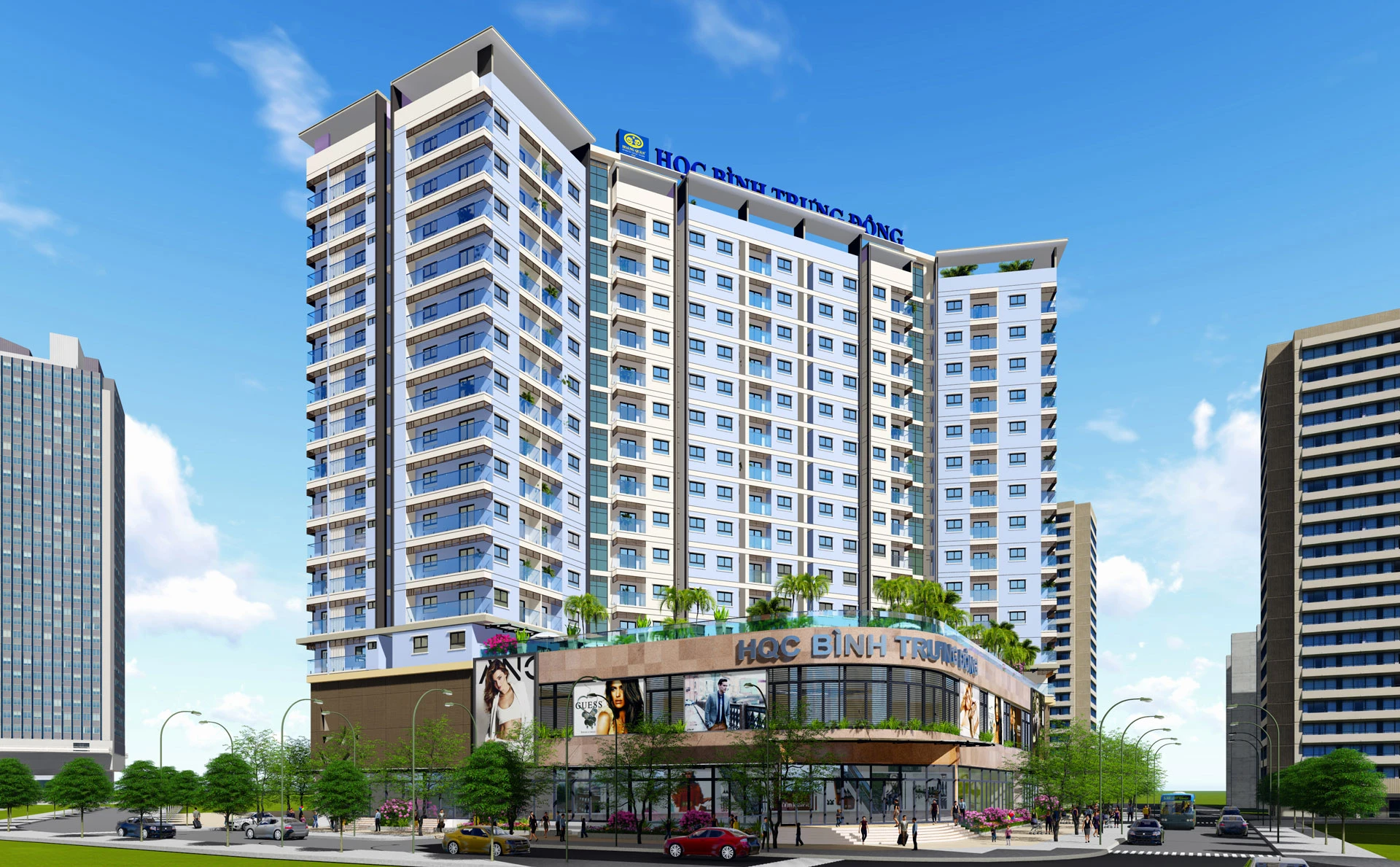 Toàn cảnh dự án HQC Bình Trưng Đông (Blue Sky Tower)