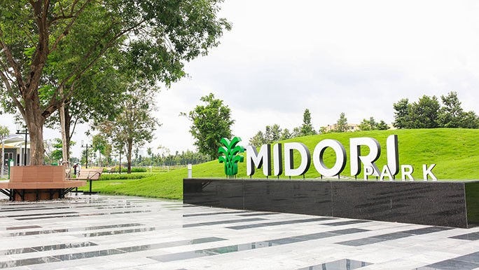 Toàn cảnh khu đô thị Midori Park với không gian xanh mát tại Bình Dương