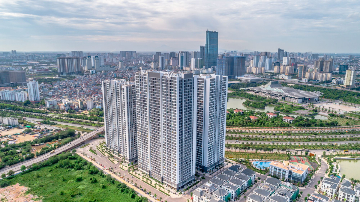 Toàn cảnh khu đô thị Vinhomes Green Bay với hồ điều hòa