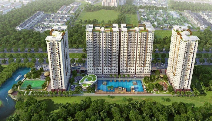 Nội thất một căn hộ tại Phú Mỹ Thuận với tầm nhìn ra sông