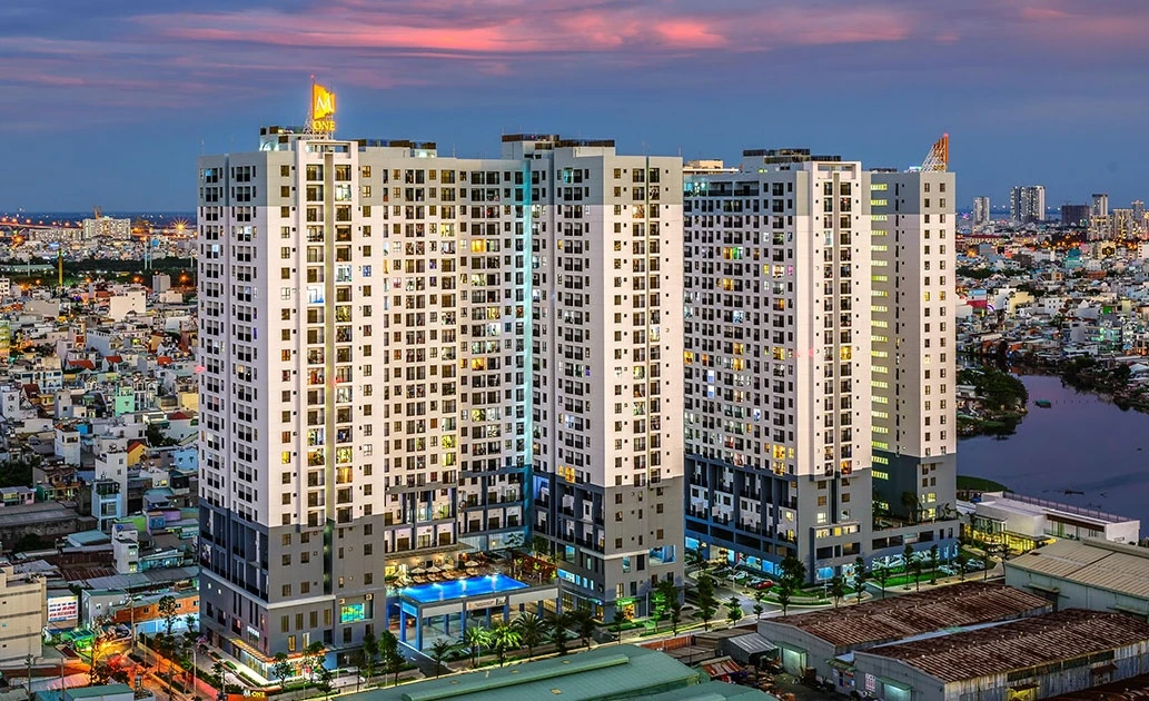 Phối cảnh chung cư M-One Nam Sài Gòn với hồ bơi