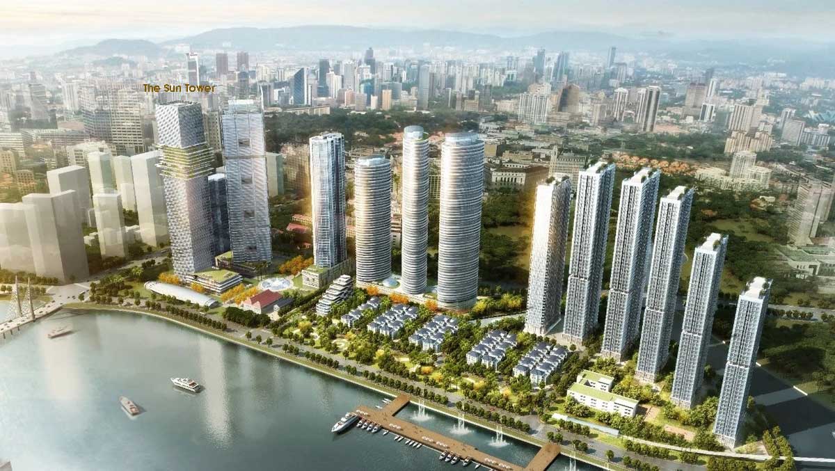 Toàn cảnh tòa nhà The Sun Tower tại khu đô thị Ba Son, Quận 1
