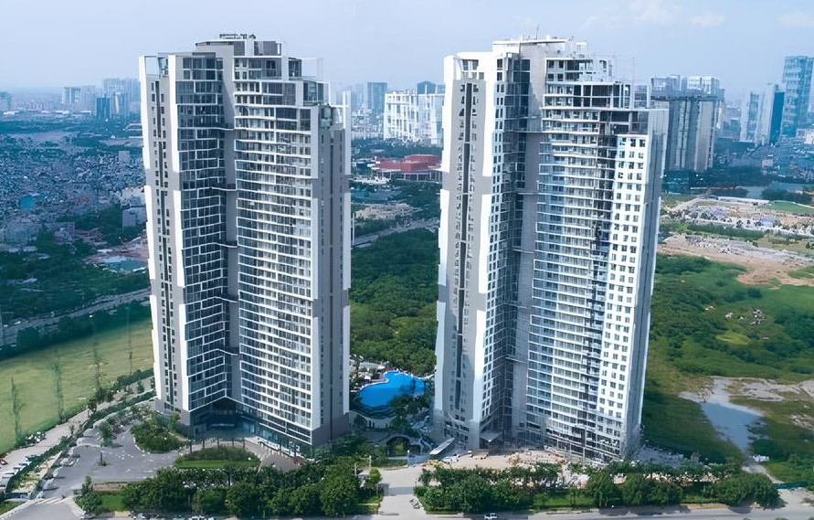 Tiện ích bể bơi và sân tennis tại Mỹ Đình Pearl