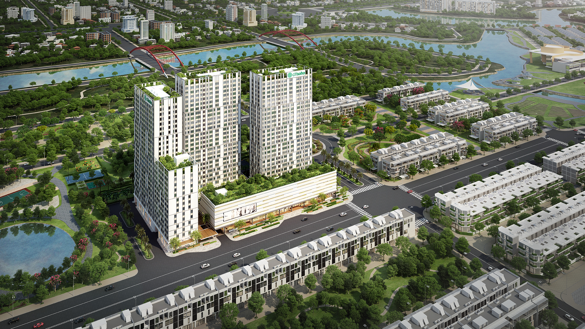 Toàn cảnh khu căn hộ Citi Soho trong khu đô thị Cát Lái