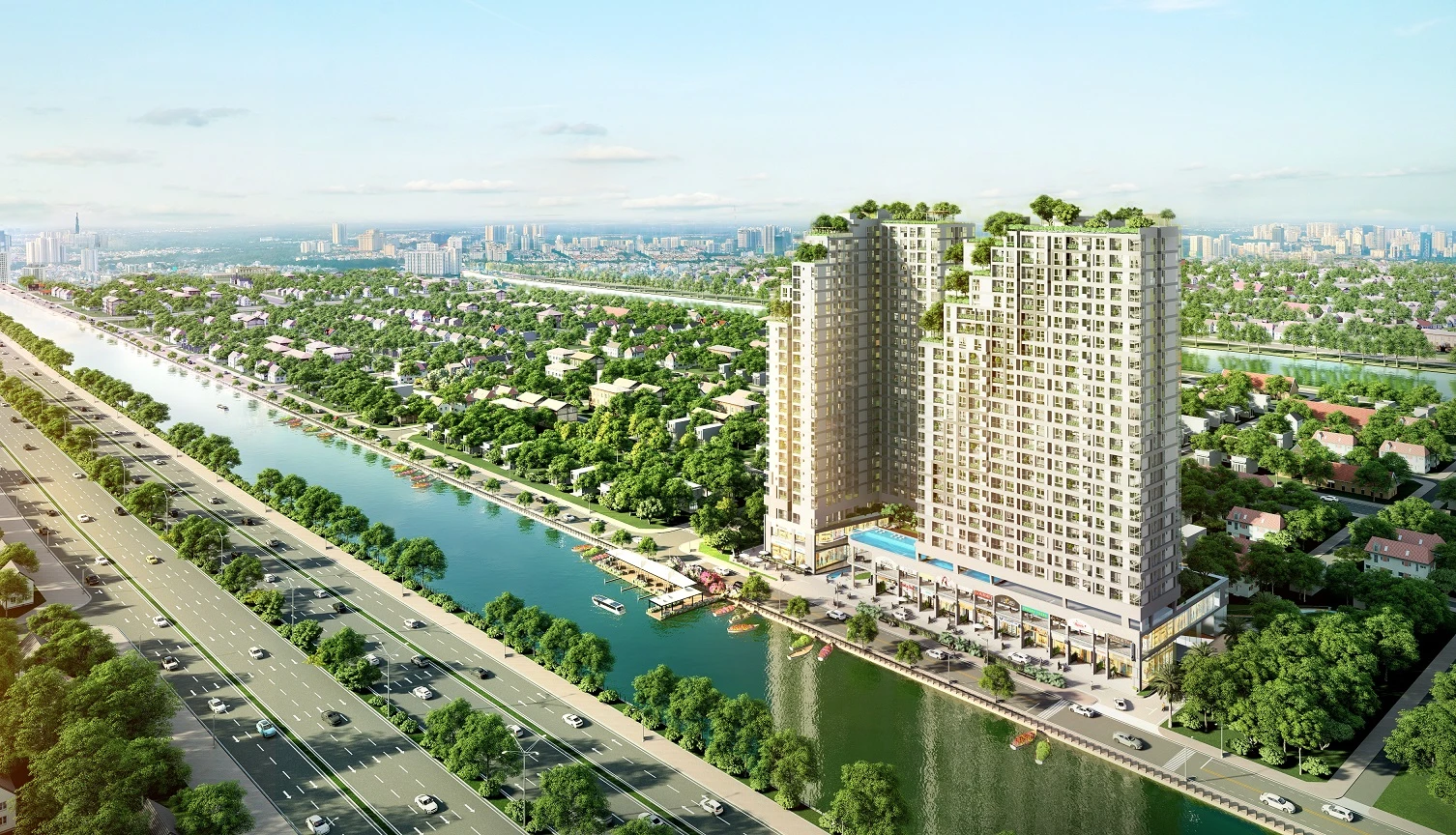 Phố thương mại ven sông tại D-Aqua Quận 8