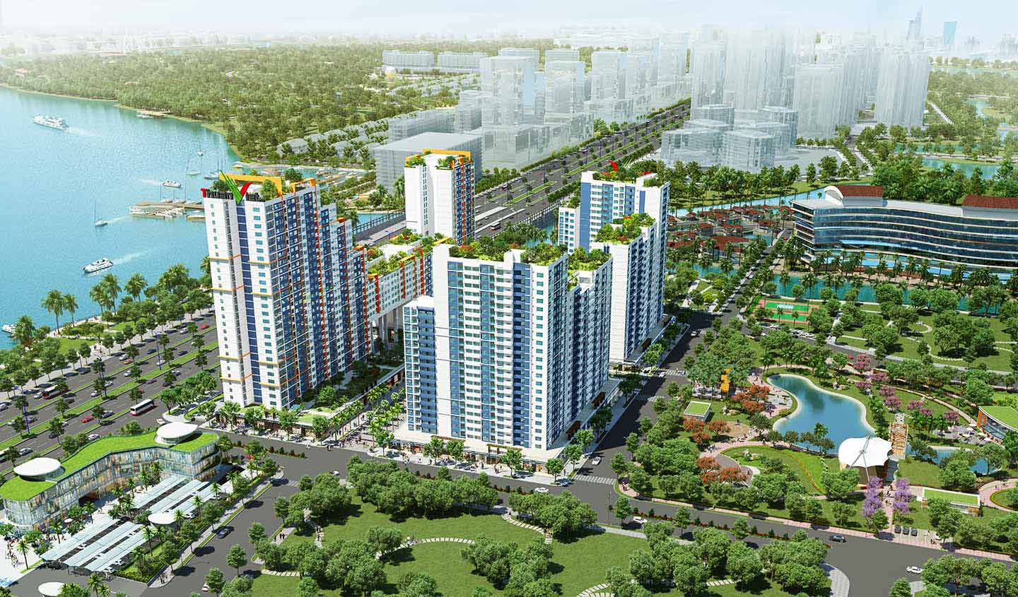 Tiện ích hồ bơi và không gian sống tại New City Thủ Thiêm