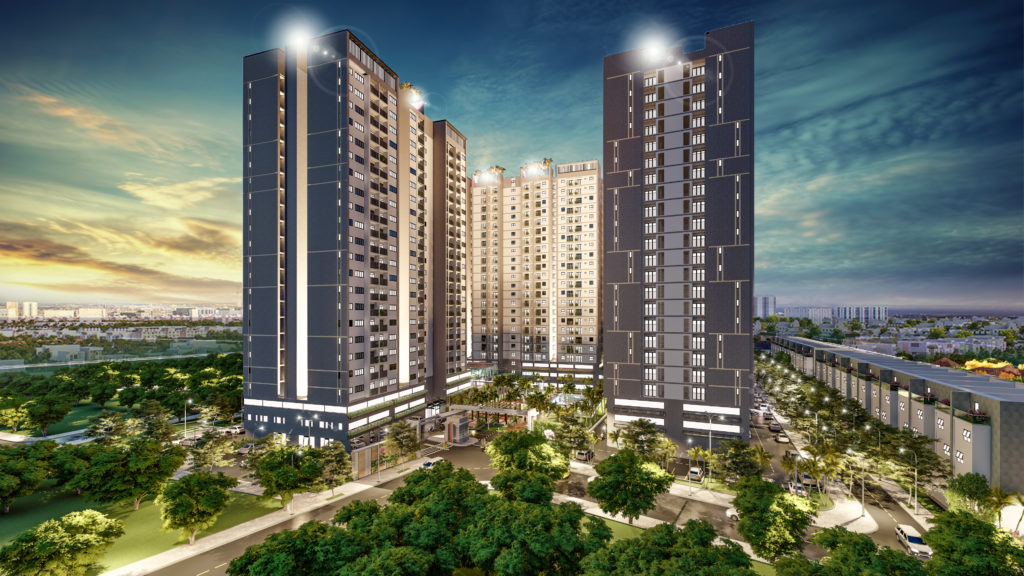Tiện ích hồ bơi và không gian xanh tại Eco Xuân Lái Thiêu