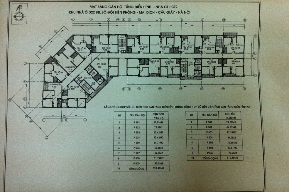 Sơ đồ mặt bằng điển hình tại D22 Bộ Tư Lệnh Biên Phòng