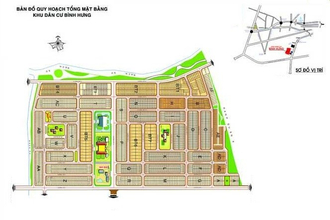 Sơ đồ mặt bằng phân lô Khu dân cư Bình Hưng