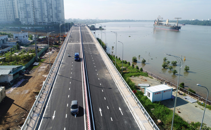 Cầu Thời Đại Quận 2: Kết nối khu vực Đảo Kim Cương và trung tâm TPHCM Mặt cầu Thời Đại, tuyến đường hiện đại giữa lòng TP.HCM