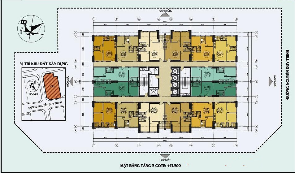 Sơ đồ mặt bằng căn hộ điển hình tại VP3 Linh Đàm