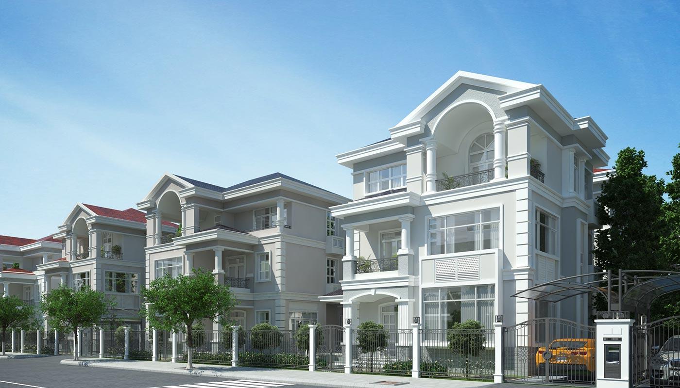 Toàn cảnh không gian xanh tại khu biệt thự Nam Viên, Phú Mỹ Hưng