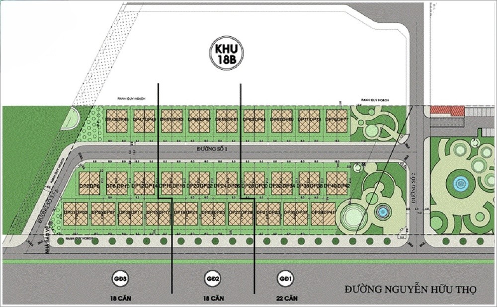 Sơ đồ mặt bằng điển hình nhà phố shophouse tại Dragon Parc 2
